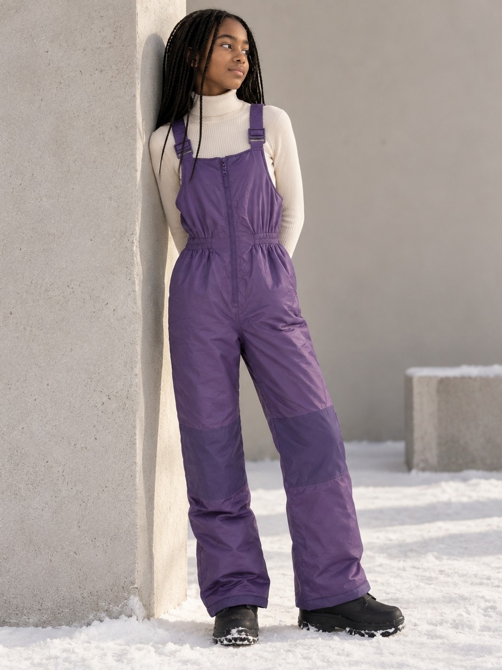 Joe Fresh Girls XL 14 Purple Insulated Snow Pants Ski Bib Overalls Winter